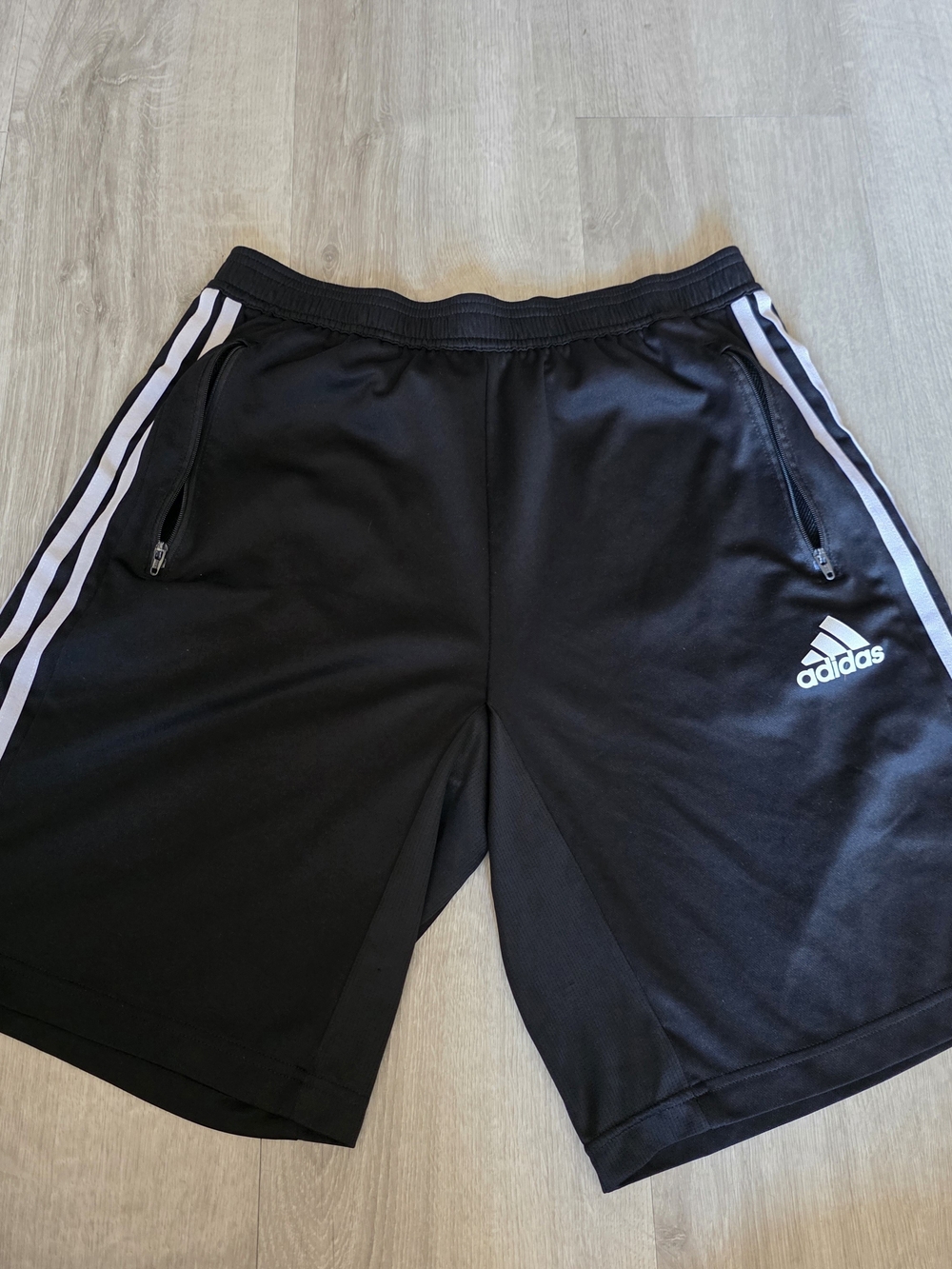 adidas Black Athletic Shorts with White Side Stripes